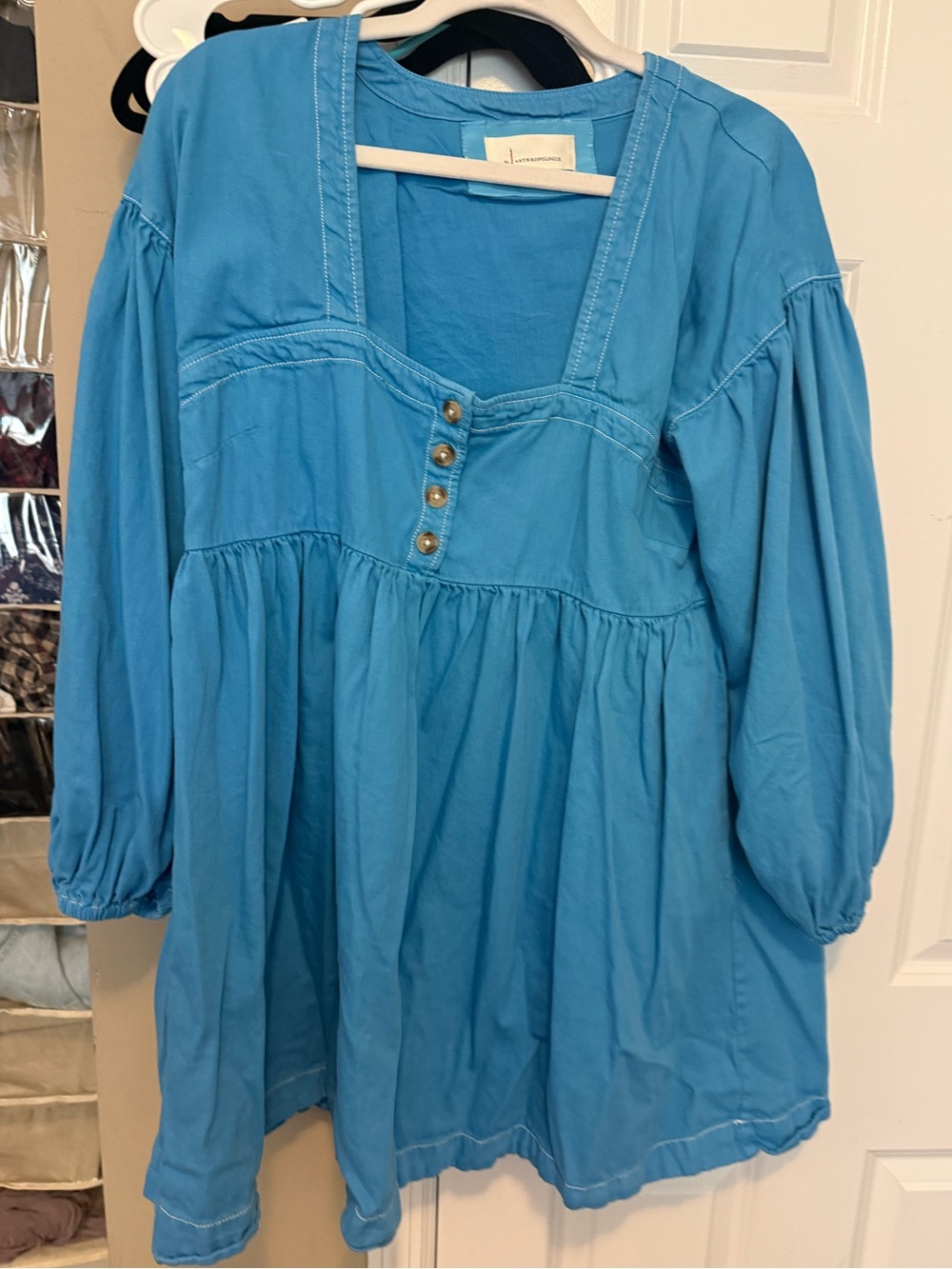 Anthropologie Light Blue Textured Tunic Dress